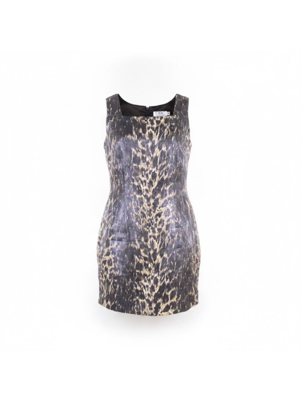 Cdc Petites Womens Animal Print Dress Sleeveless Fitted Short Brown/Black Size 6